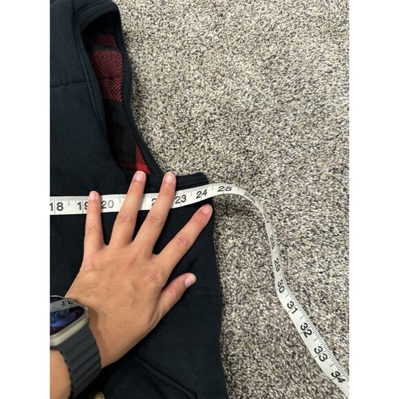 Polo Ralph Lauren Vest Quilted Plaid Lining Men XL Black Red Plaid Snap - Picture 3 of 6